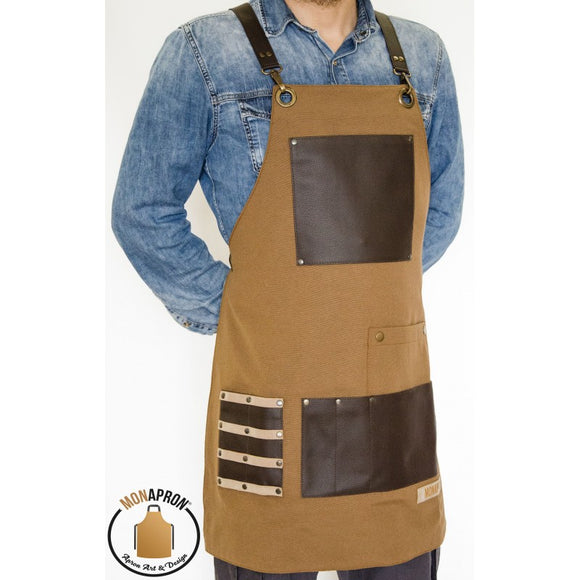 Apron for Men,Women with Adjustable strap and Stylish Details - Titan Brown